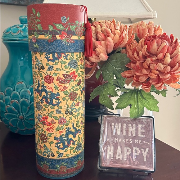 NWT Wine bundle 4 piece Primitives by Kathy Coaster set and wine bottle gift box - Picture 1 of 7